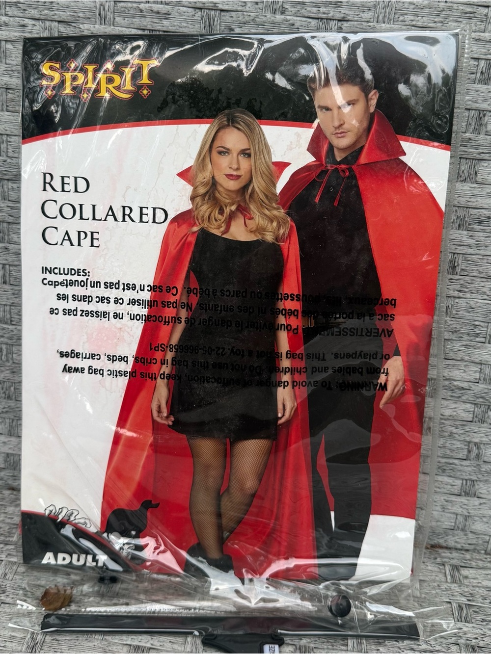 Spirit Halloween Adult Red Collared Cape One Size Unisex Costume Accessory